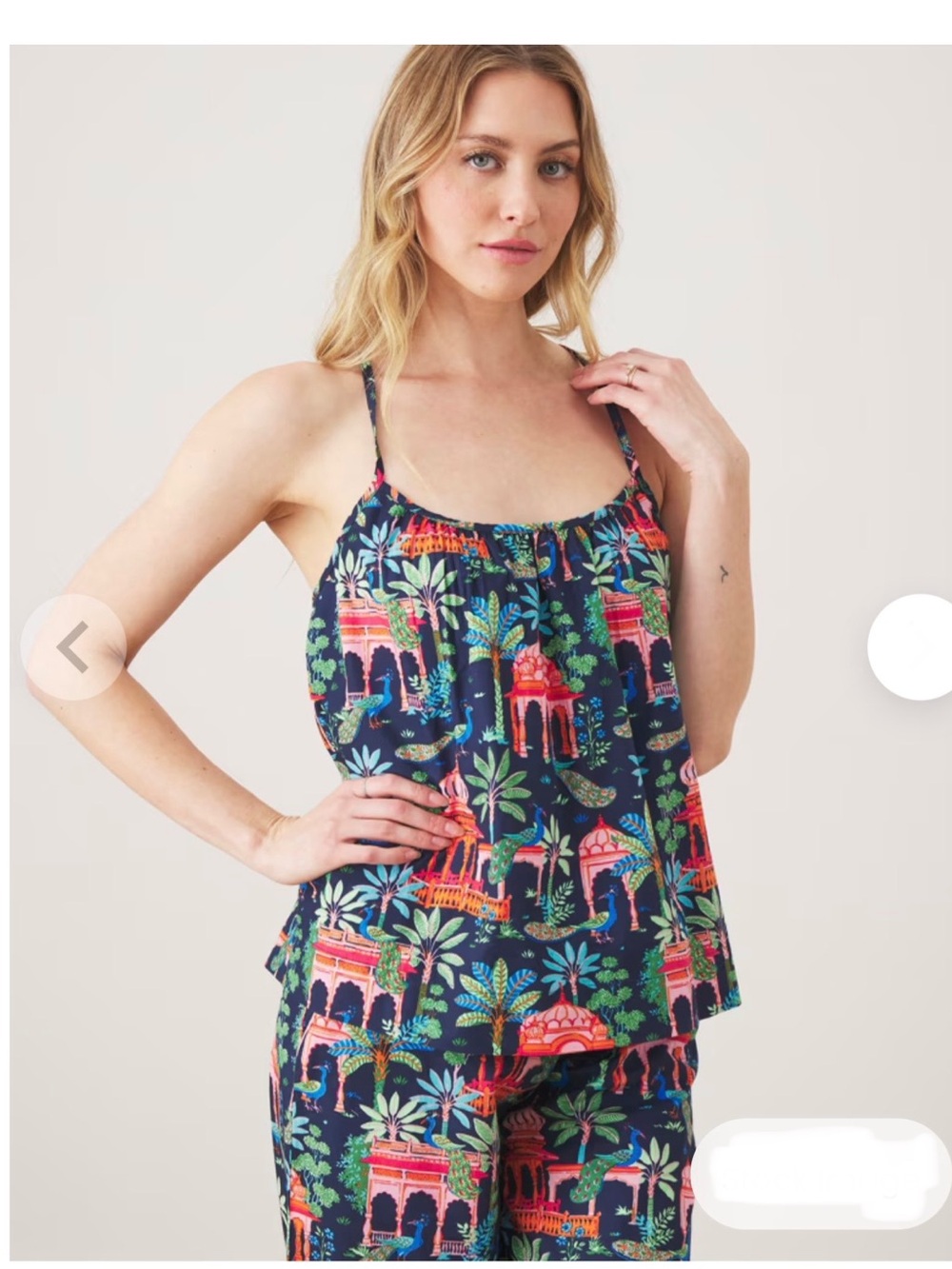 Printfresh Peacock Palace - Cami Cropped Set - Deep Navy 3x